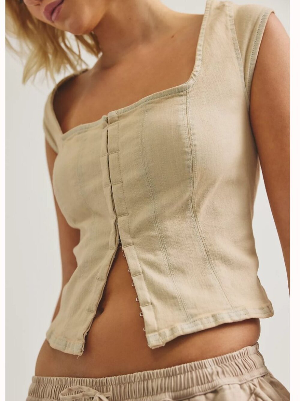NWT Free People Marilyn Denim Corset in Tofu